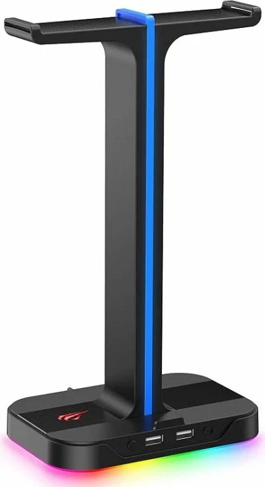 Mbajtës kufjesh HAVIT Gamenote TH650, dual, RGB LED, 2x USB, i zi