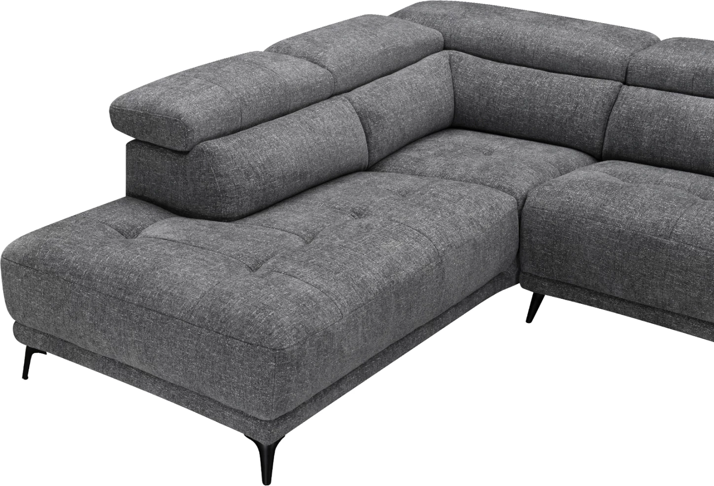 Këndore e majtë 5-vendëshe me recliner, stof gri, COMMODUS CD3315.01L, 275x231x77cm