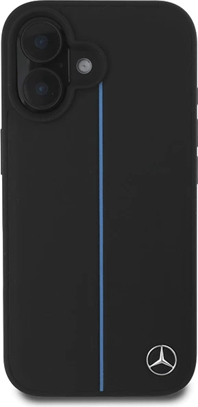 Mbështjellës Mercedes MB Blue Line lëkurë me MagSafe për iPhone 16, Zi