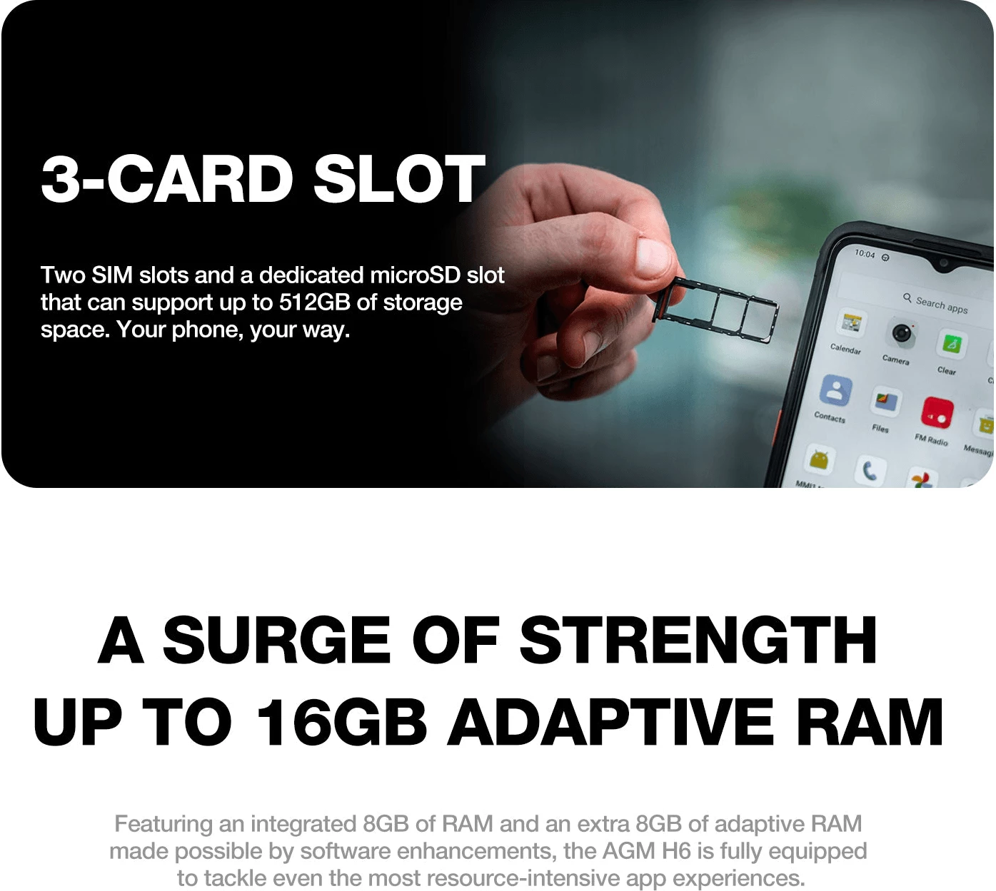 Celular AGM H6 4G 8+8GB/256GB Dual SIM Android 13 50MP, i zi