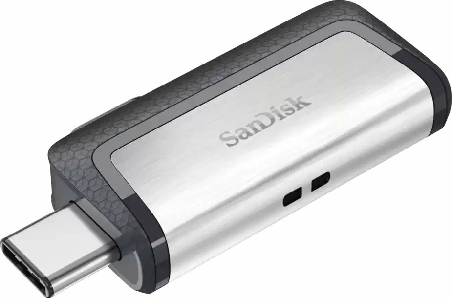 USB flash drive SanDisk Ultra Dual Drive SDDDC2-128G-G46 128 GB, USB-C + USB-A, USB 3.2 Gen 1, rrëshqitës, zi/argjendtë