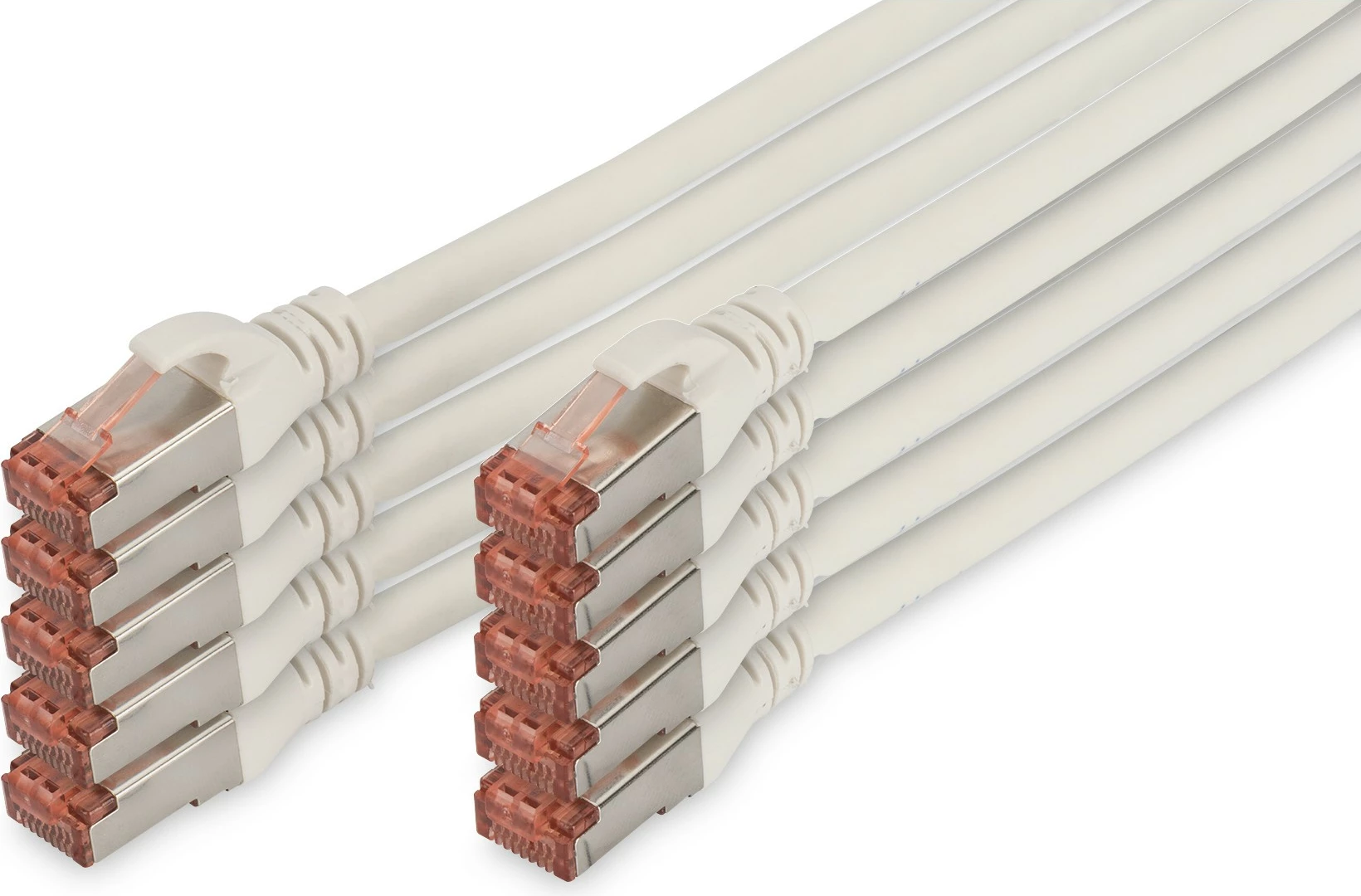 Kabllo rrjetit Digitus Cat6 S/FTP, 0.5m, 10 copë, RJ-45, e bardhë