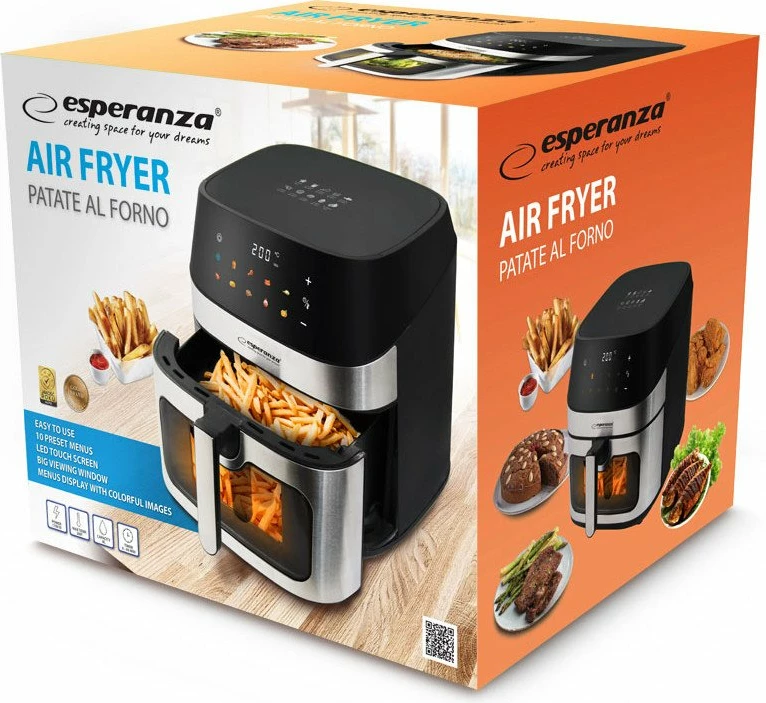 Fritezë pa vaj Esperanza EKA005 8L 1600W, e zezë