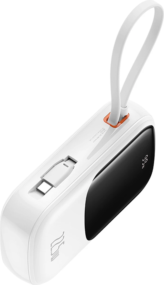 Powerbank Baseus QPow Pro+ 20000mAh me display, 22.5W, kabllo USB-C e integruar, Bardhë
