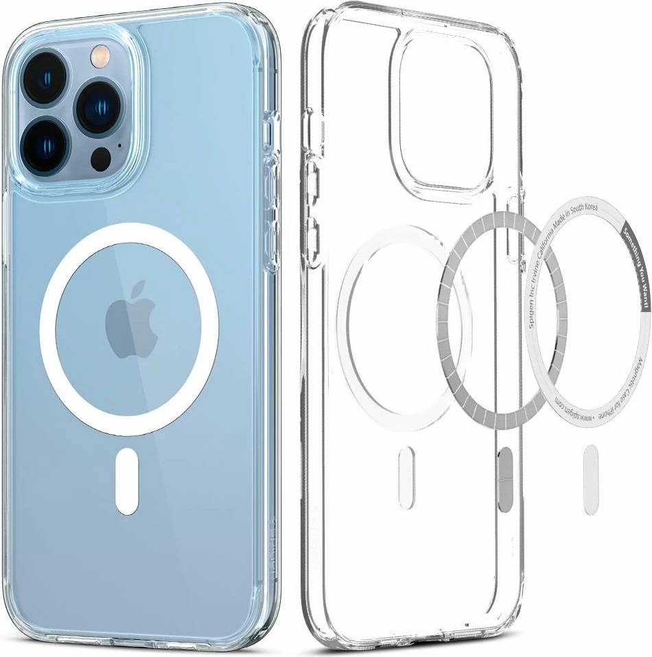 Mbështjellës Spigen Ultra Hybrid Mag për iPhone 13 Pro Max, MagSafe, Transparent/Bardhë
