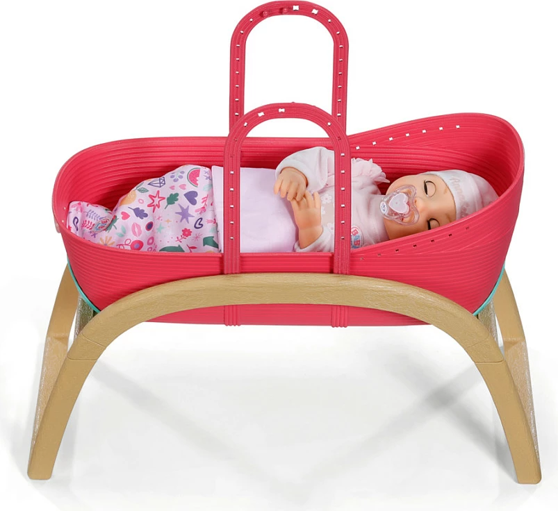 Krevat për kukulla Zapf Creation BABY born Pinplay Bassinet 3 në 1, me lëkundje, shumëngjyrësh
