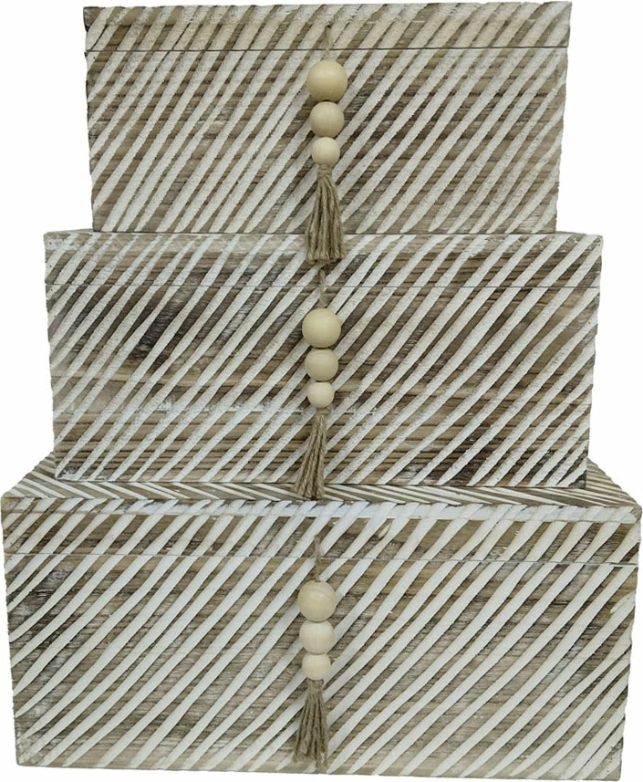 Set kuti druri për ruajtje, natyrale-bardhë, 3 copë, 64x44x30 cm