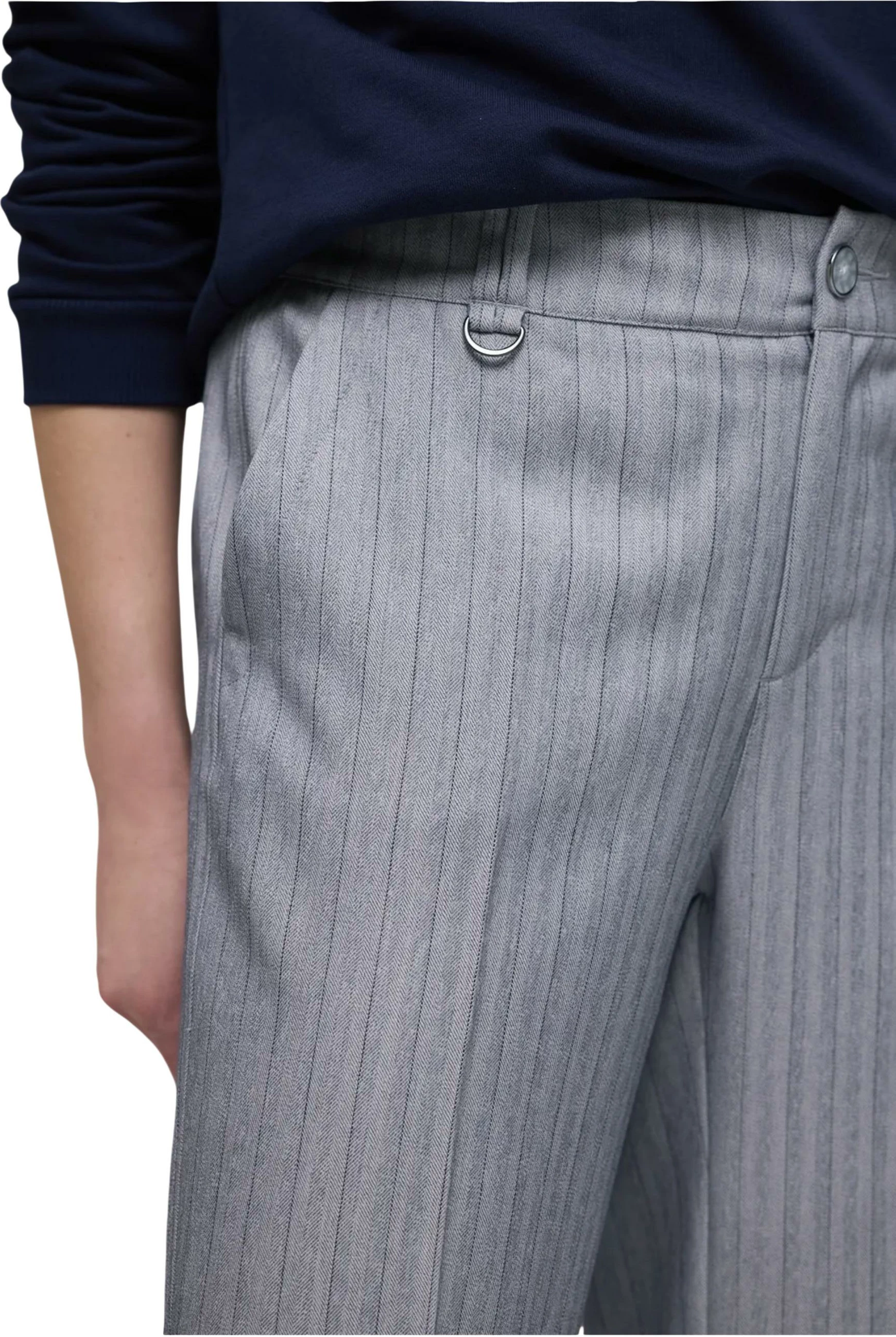 Pantallona për femra Street One Straight Leg Herringbone 380687, të kaltër të çelëta [Madhësia: W38 L32]