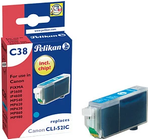 Kartushë boje Pelikan C38, kompatibile Canon CLI-521C, Cyan