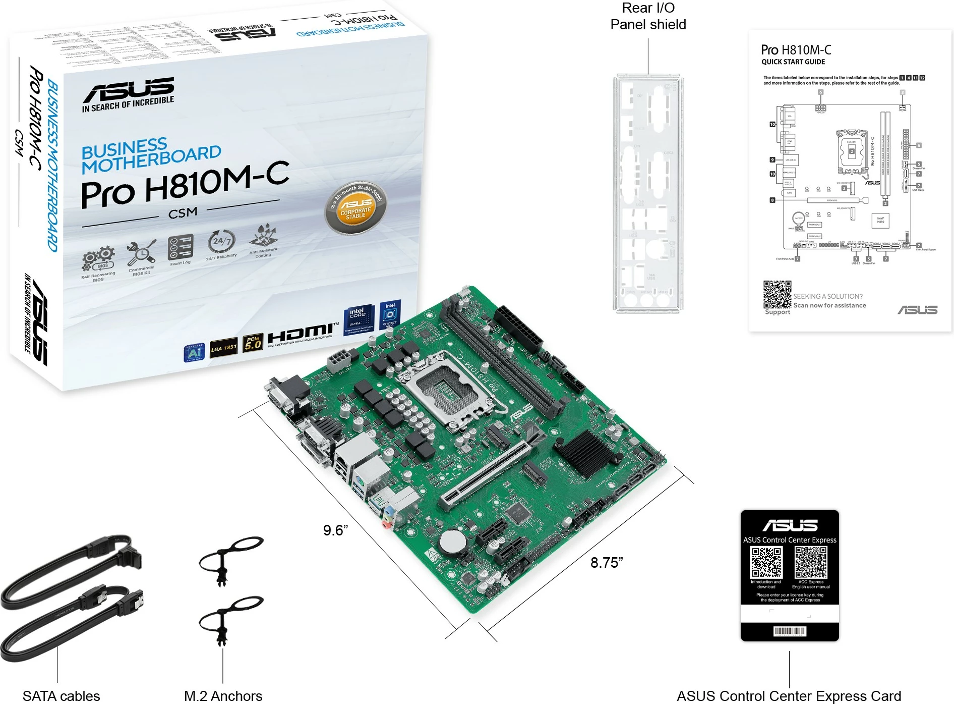 Pllakë amë ASUS PRO H810M-C-CSM, Intel LGA1851, DDR5, micro ATX
