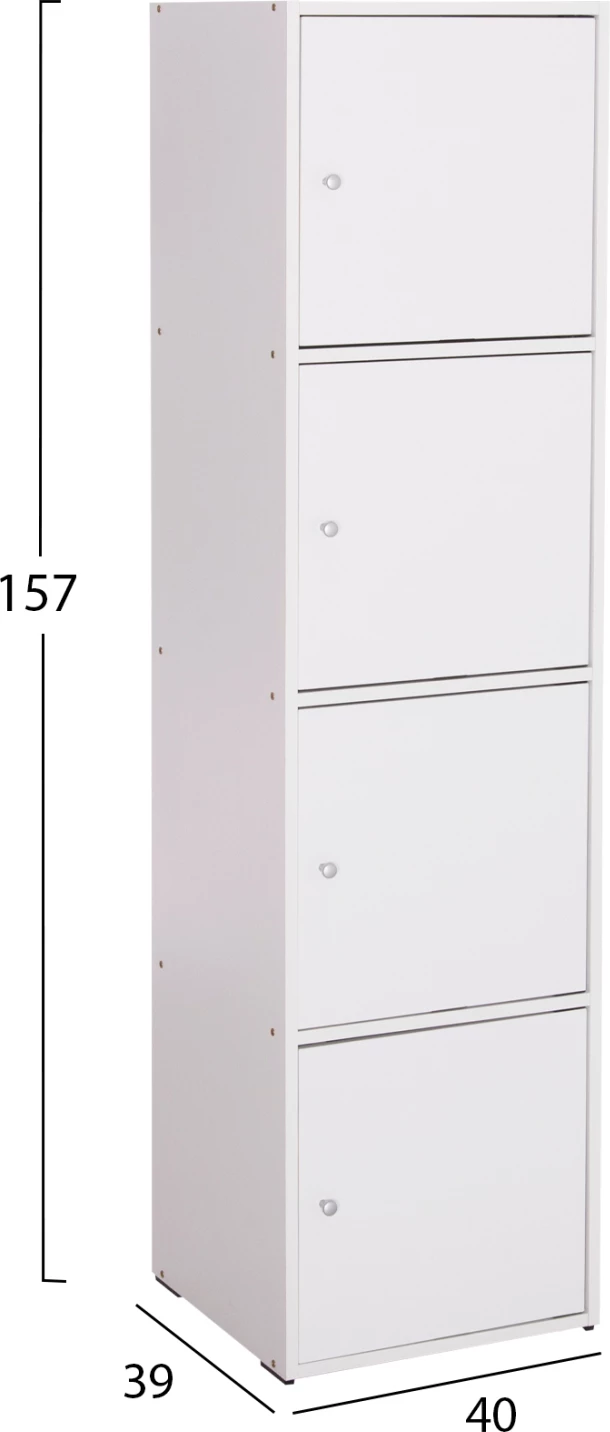 Kabinet i gjatë melamine, ngjyrë e bardhë, FH9940.01, 40x39-41x157H cm.