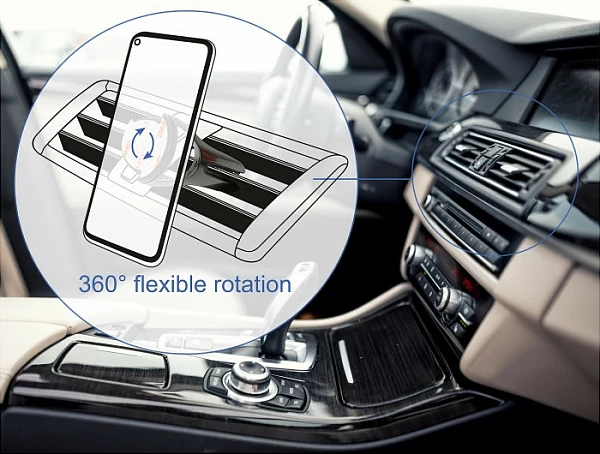 Mbajtëse universale telefoni DeLOCK mini 4 në 1, 360° rrotullim, për ventilim veture, antracit/zezë