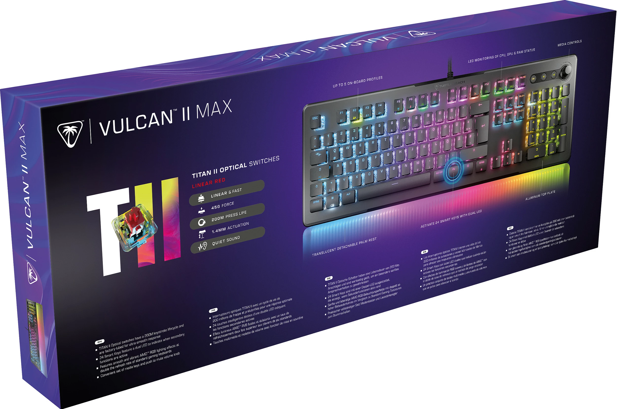 Tastierë gaming Turtle Beach Vulcan II Max, USB, full-size, RGB, QWERTZ (DE), e zezë