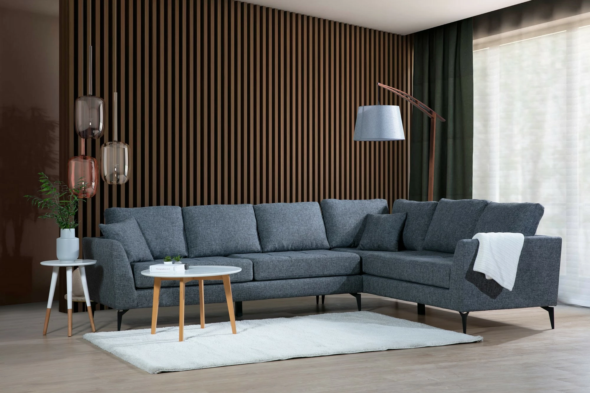 Këndare Atelier del Sofa, Tempo Corner Right (L3+3), ngjyrë gri e errët