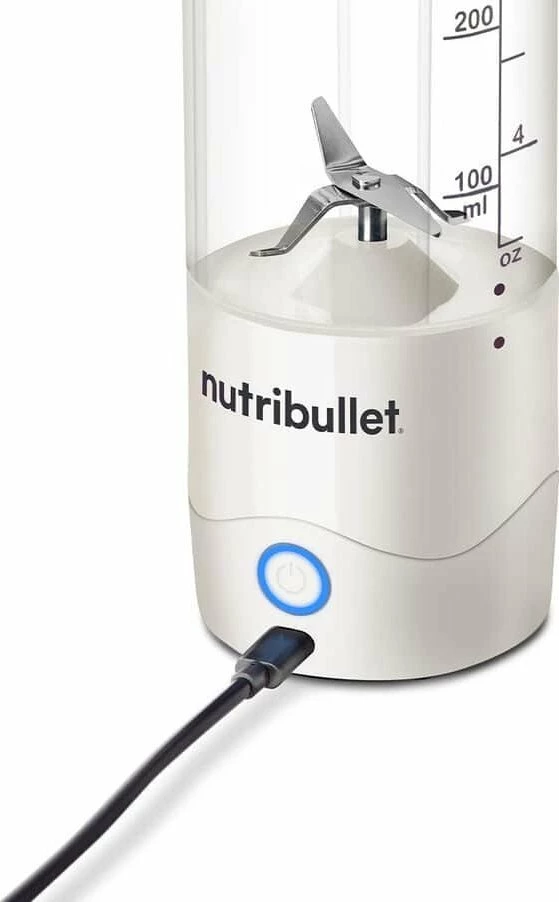 Blender portativ Nutribullet Portable NBP003W 475 ml, i bardhë, set me gotë Tritan dhe kabllo USB-C