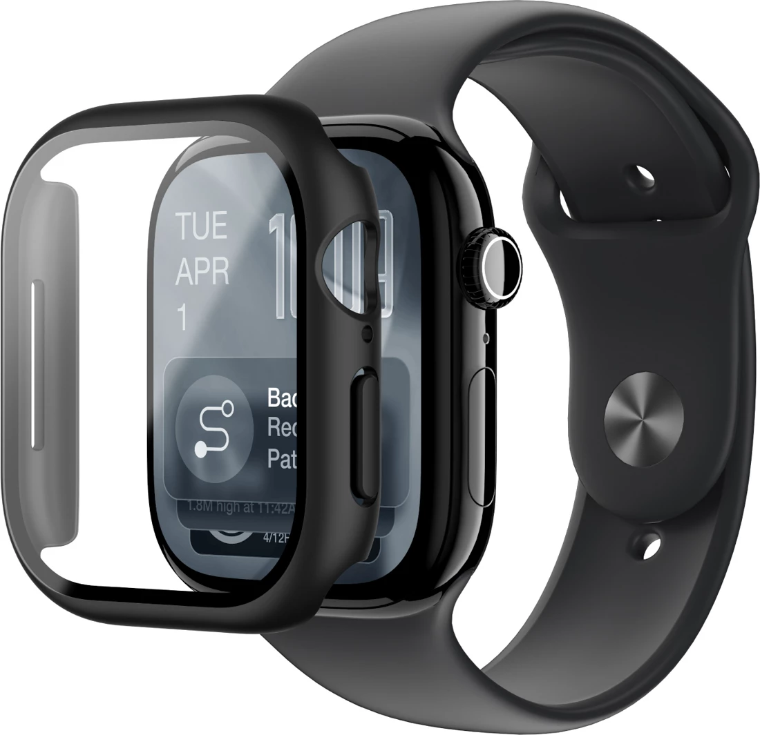 Mbrojtës ekrani me Mbështjellës, AmazingThing Radix FullGuard, për Apple Watch Series 11 46mm, xhami i temperuar 9H, i zi