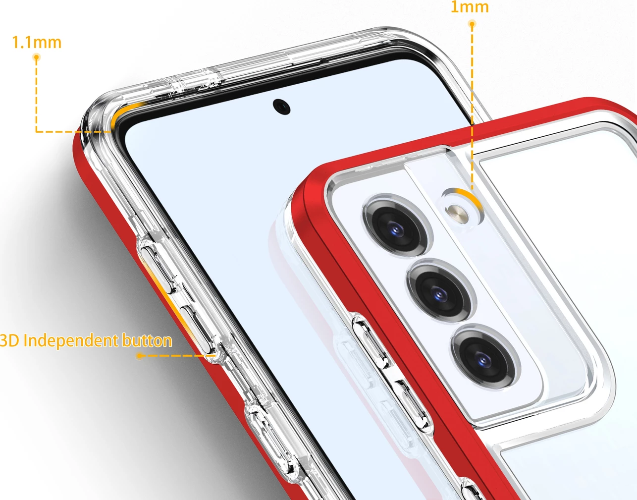 Mbështjellës Hurtel Clear 3in1 për Samsung Galaxy S23, i tejdukshëm me kornizë të kuqe