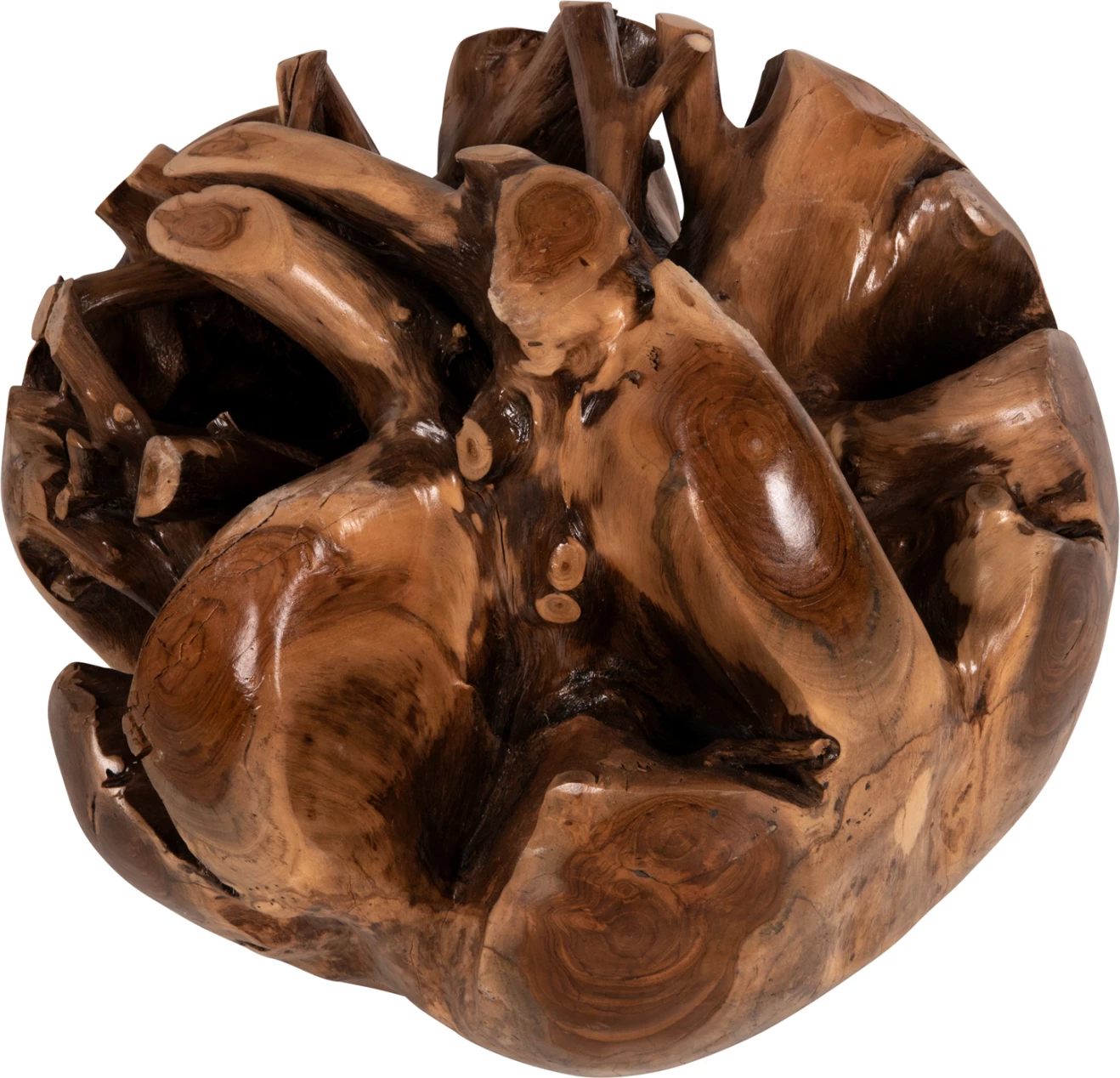 Dekor për dysheme CLEM, sferë prej druri teak masiv, madhësi e madhe Φ50cm