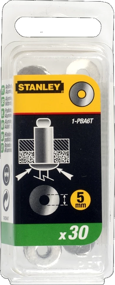 Podlloshë për nit, Stanley 1-PBA6T, alumin 5 mm, 30 copë