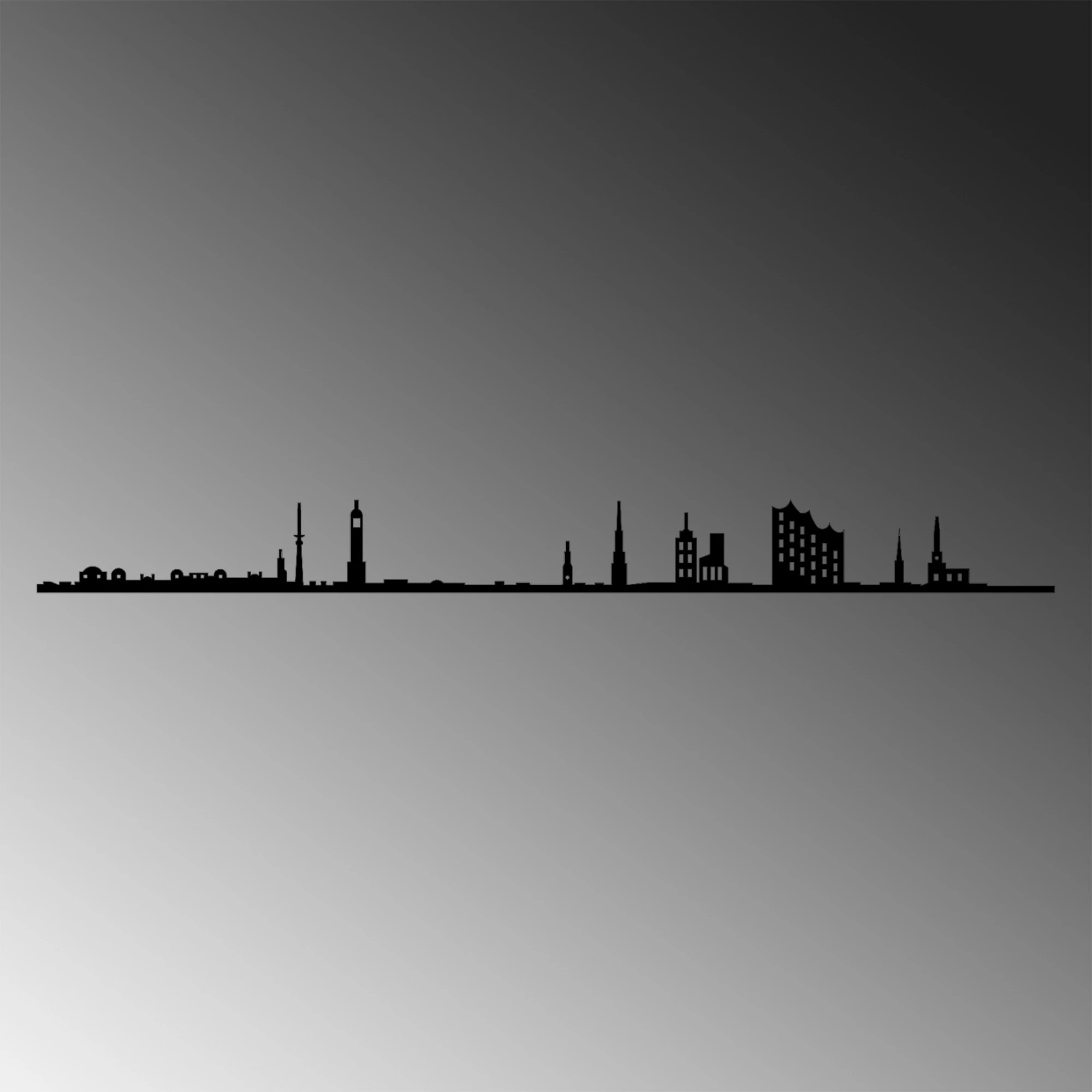 Aksesor muri dekorativ prej metali, Hamburg Skyline, ngjyrë e zezë