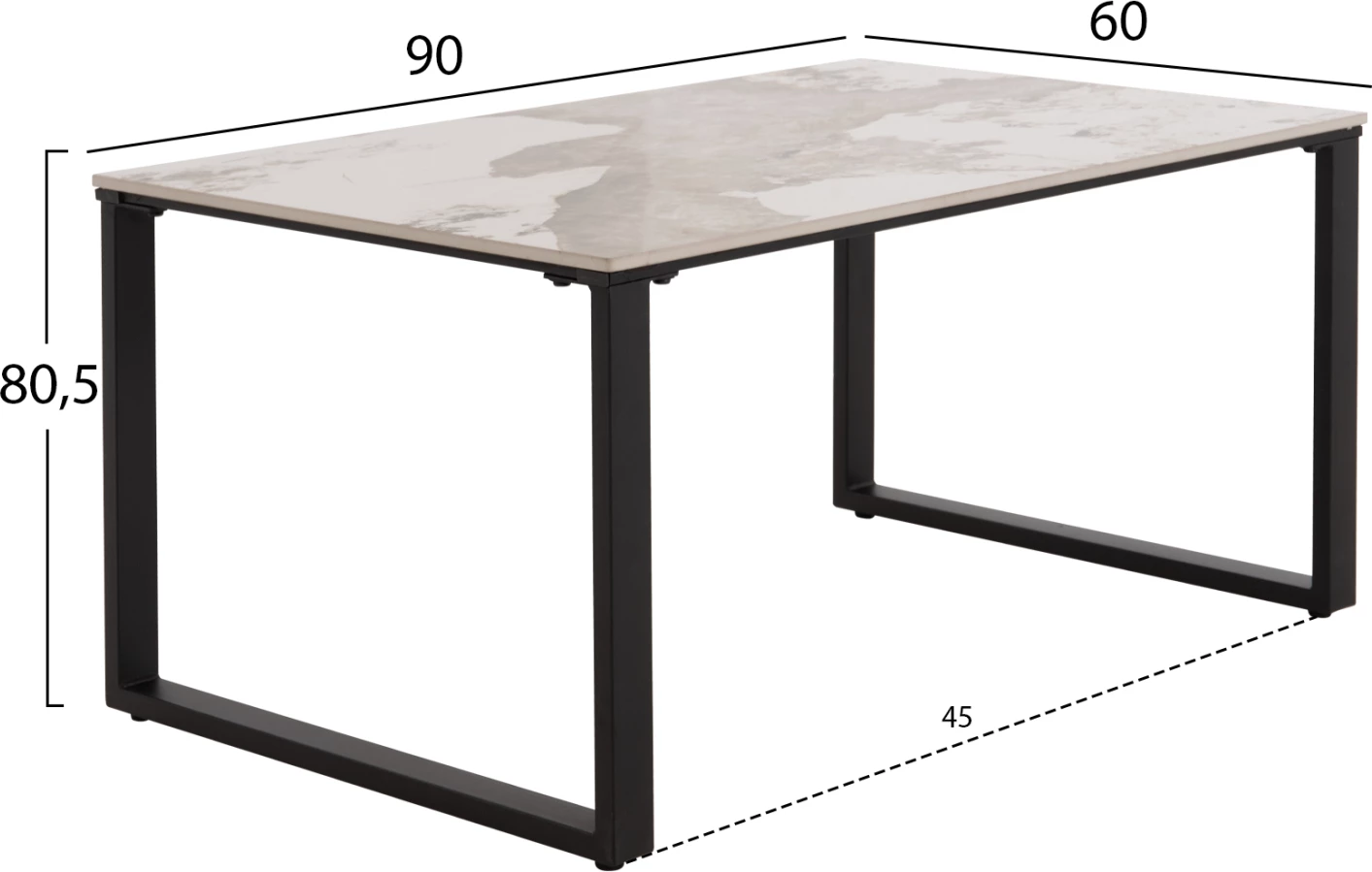 Set tavolinash kafeje TERREN, 2 copë, metal, sipërfaqe gur i sinterizuar, ngjyrë Pandora, 120x70x45H