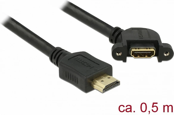 Kabllo zgjatëse HDMI DeLOCK 85467, 0.5 m, 4K 30Hz, HDMI mashkull-në-femër, e zezë