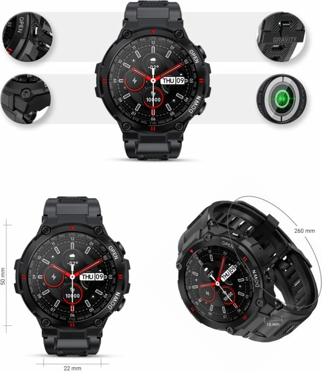 Smartwatch Gravity për të gjithë, e zezë
