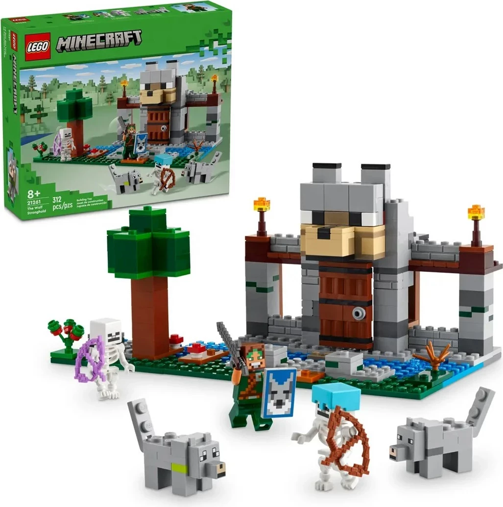 Set LEGO Minecraft 21261 The Wolf Stronghold, 312 pjesë, 3 minifigura