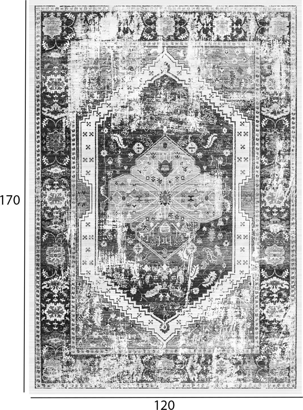 Tepih vintage, ngjyrë gri, JOSIANE FH7677.11, 120x170cm, me thekë