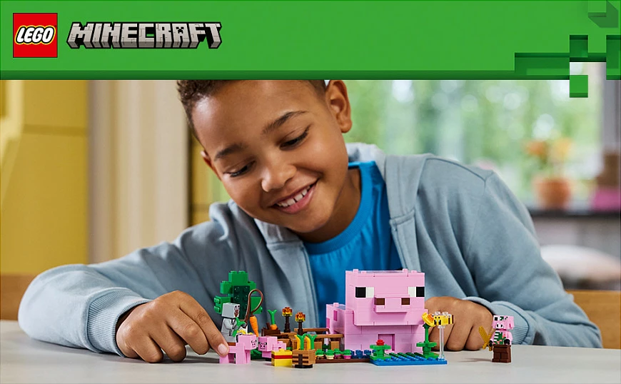Set ndërtimi LEGO Minecraft 21268 Das Babyschwein-Haus 238 pjesë, multikolor