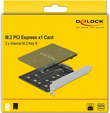 Kartelë zgjerimi PCIe DeLOCK 90432, 2x M.2 SATA (B-Key), PCIe 3.0, e zezë