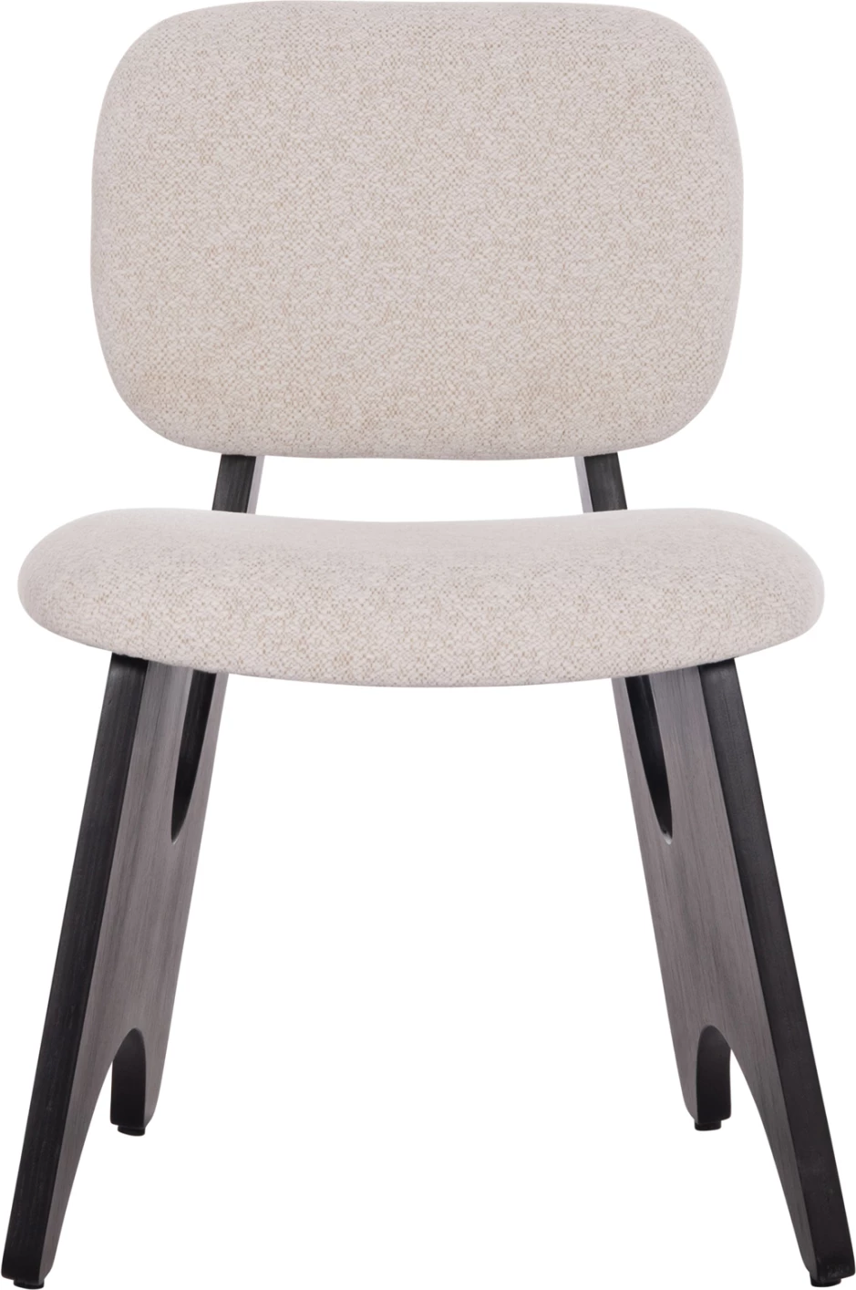 Karrige ngrënieje BELLISI, stof krem i bardhë, dru i zi, FH18248.02, 53x56x78cm, set prej 2 copësh