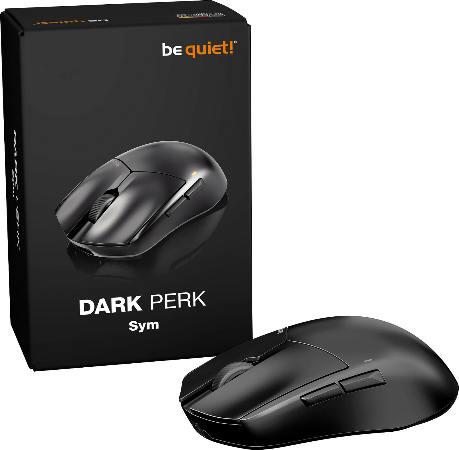 Maus be quiet! Dark Perk Sym, wireless + USB-C, 32000 DPI, për dorë të djathtë, i zi