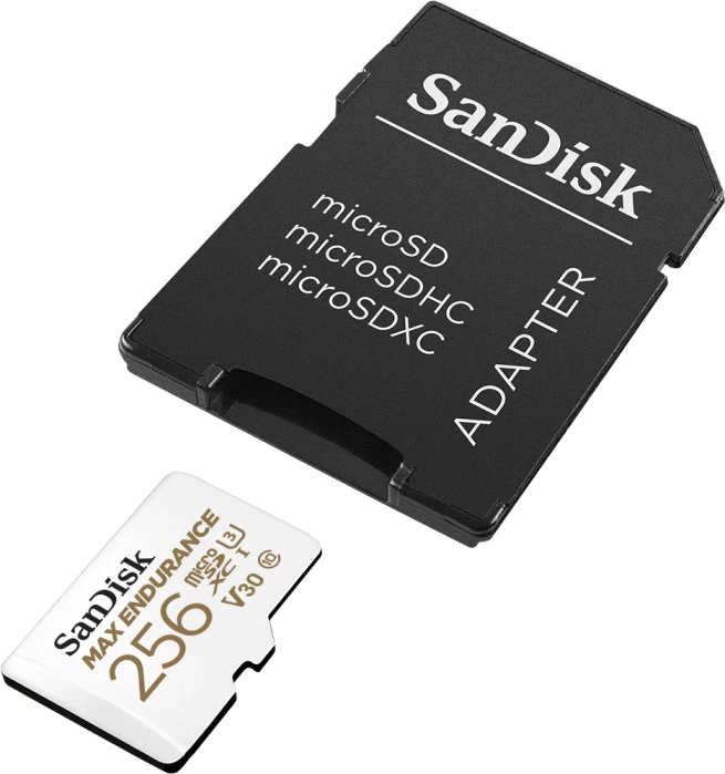 Kartelë memorje microSDXC SanDisk MAX ENDURANCE SDSQQVR-256G-GN6IA 256GB, U3/V30, Class 10, me adapter SD