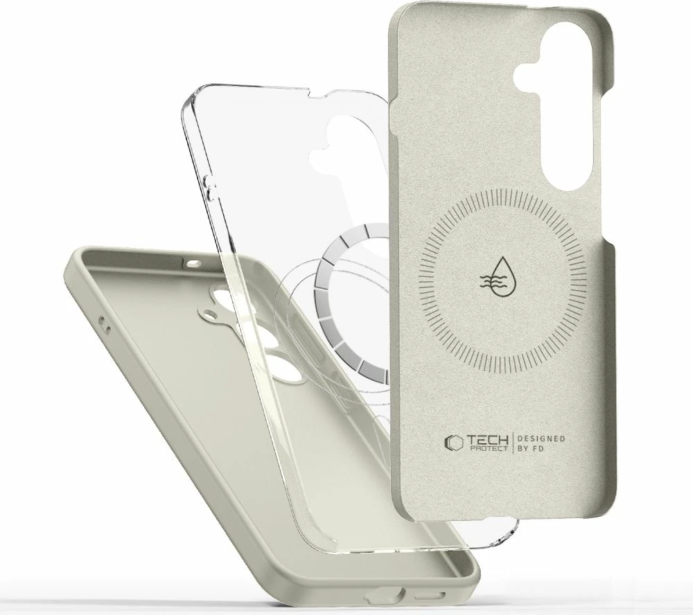 Mbështjellës Tech-Protect Liquid Silicone MagSafe për Samsung Galaxy S25, Bezhe
