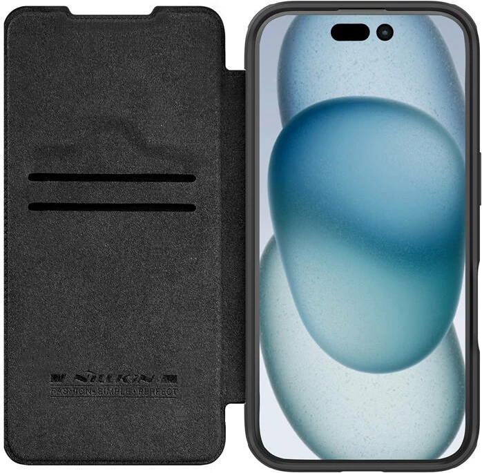 Mbështjellës Nillkin Qin Pro Leather për iPhone 16 Pro Max, i zi