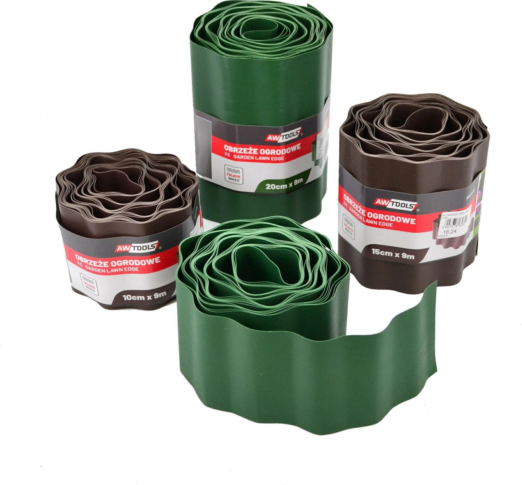 Bordurë për lëndinë AWTools AW60406, valëzuar 9m x 20cm, kafe