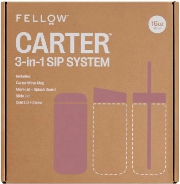 Termus Fellow Carter Move Mug 3in1 473 ml, rozë, 3 kapakë