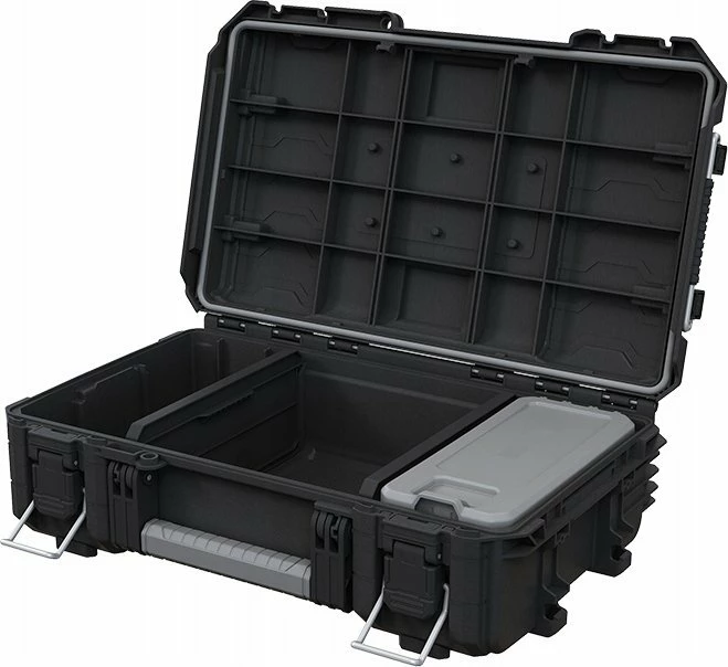 Set kuti veglash me rrota Keter ROC Pro Gear 2.0 111L, 64.8x47.8x87.2cm, waterproof, modular, e zezë, set 3 copë