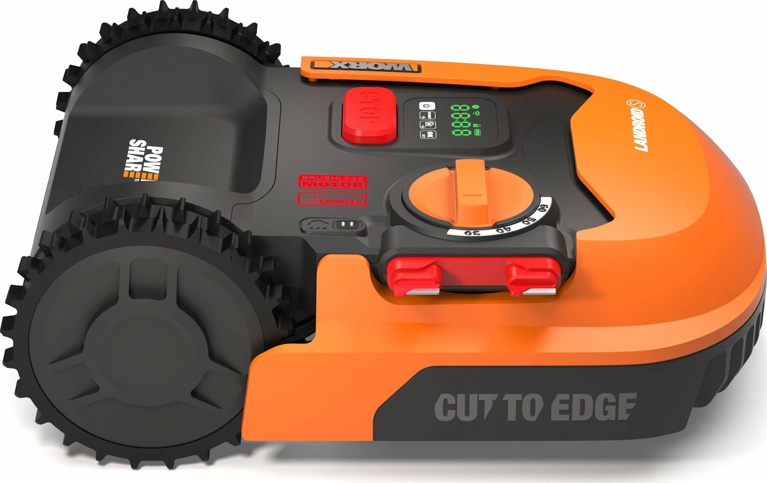 Robot kositës bari Worx Landroid S250 WR168E, 250 m², bateri 2 Ah, Wi‑Fi/Bluetooth, portokalli/zi
