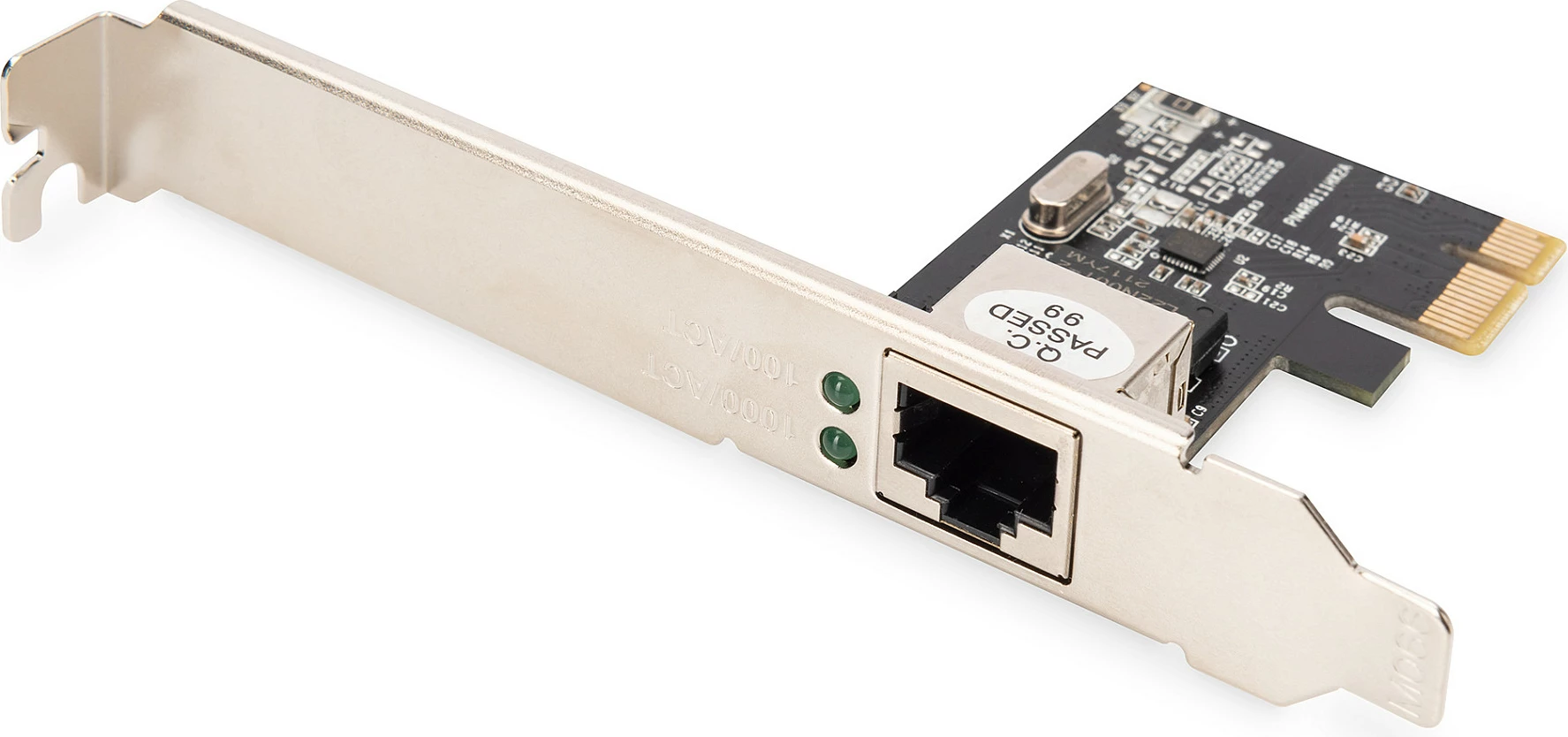 Kartë rrjeti Digitus PCI Express Gigabit, 1x RJ-45, low-profile, ngjyrë argjendtë