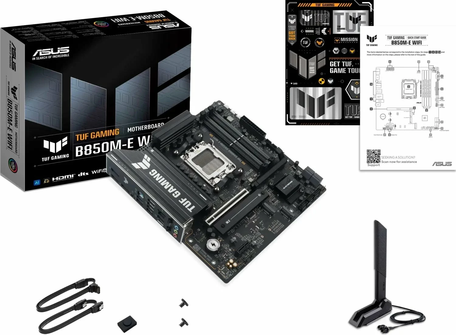 Pllakë amë Asus TUF GAMING B850M-E WIFI, Micro ATX, DDR5, Wi‑Fi 6E, Bluetooth 5.3