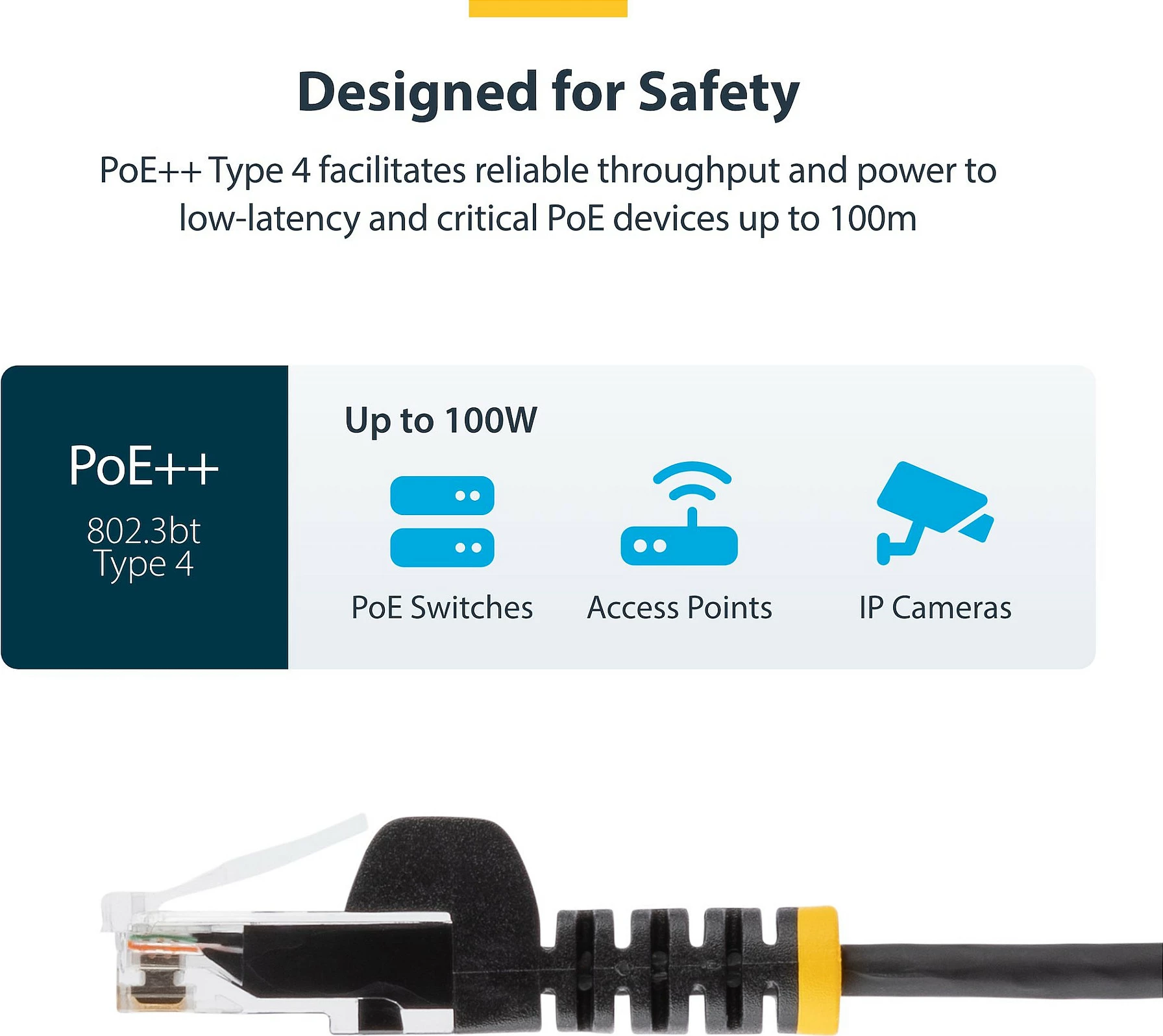 Kabllo rrjeti StarTech CAT6 0.25m RJ45 Slim, 10Gbps, PoE+++, e zezë