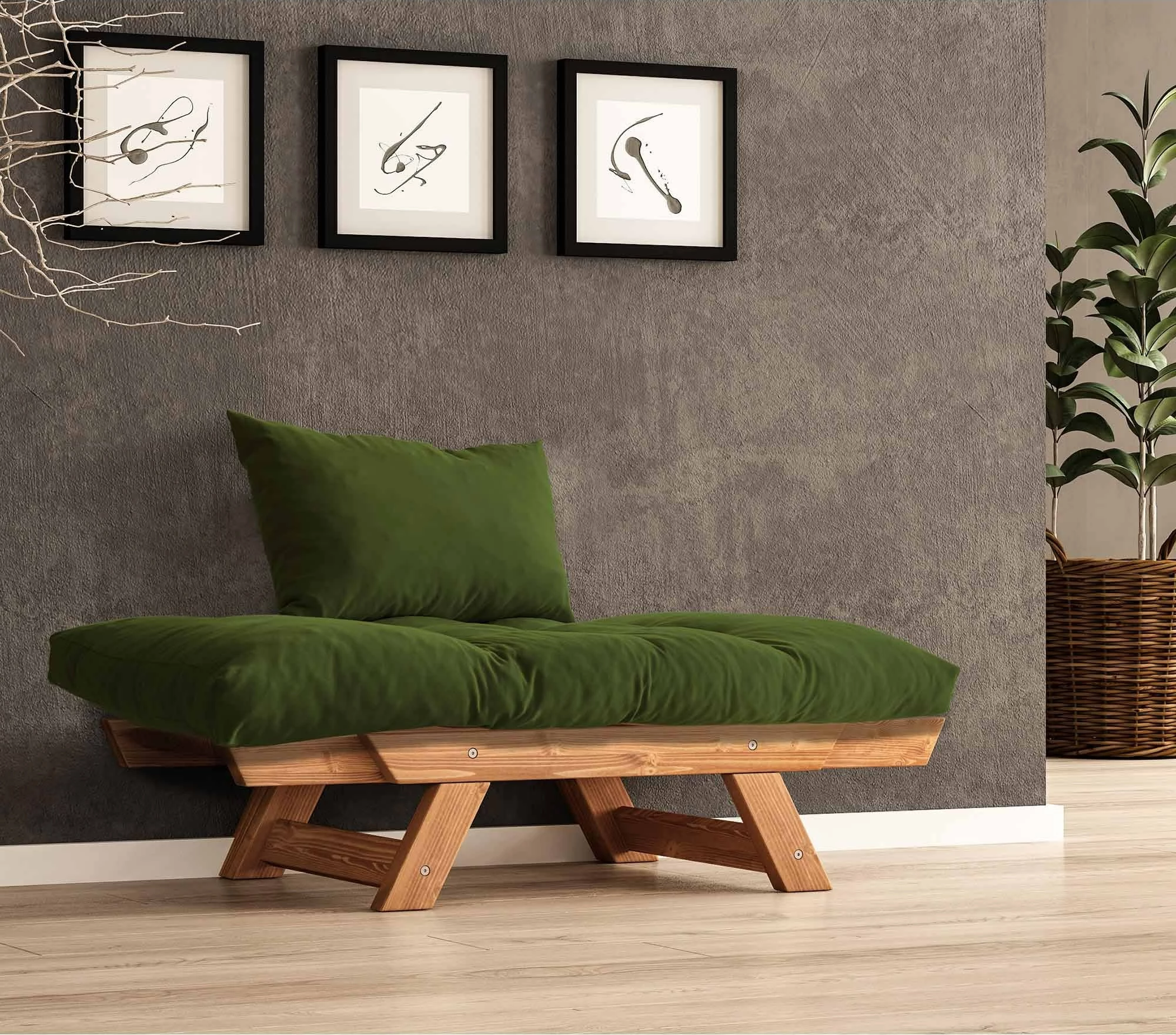 Karrige për kopsht një vend, Skye Decor, CPT8160-140, ngjyrë teak dhe e gjelbër