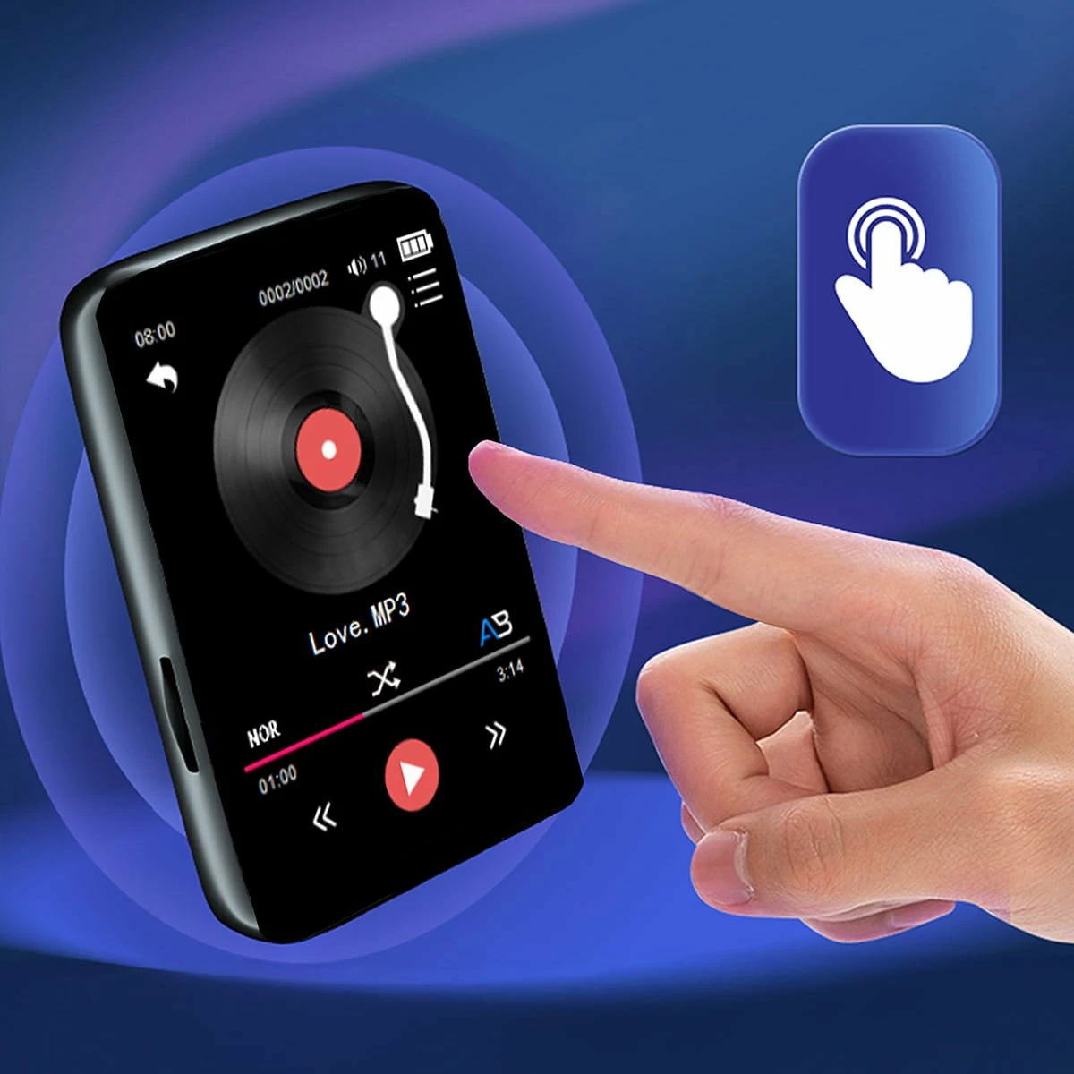 Player MP3/MP4 Zenwire Vibe P1, 32GB, Bluetooth, ekran 2.4\" IPS, radio FM, diktafon, i zi, me microSD 32GB, kufje dhe kabllo USB