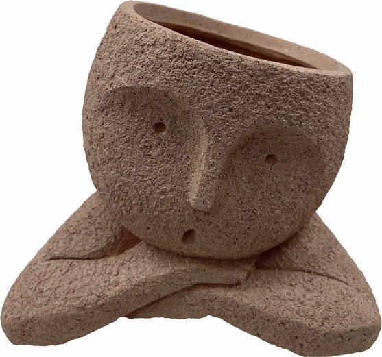 Vazo POLYFACE, polirezine, ngjyrë terrakote, 18x13x15cm