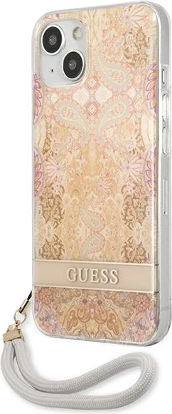 Mbështjellës Guess GUHCP13SHFLSD për iPhone 13 mini 5.4", Flower Strap, Ari
