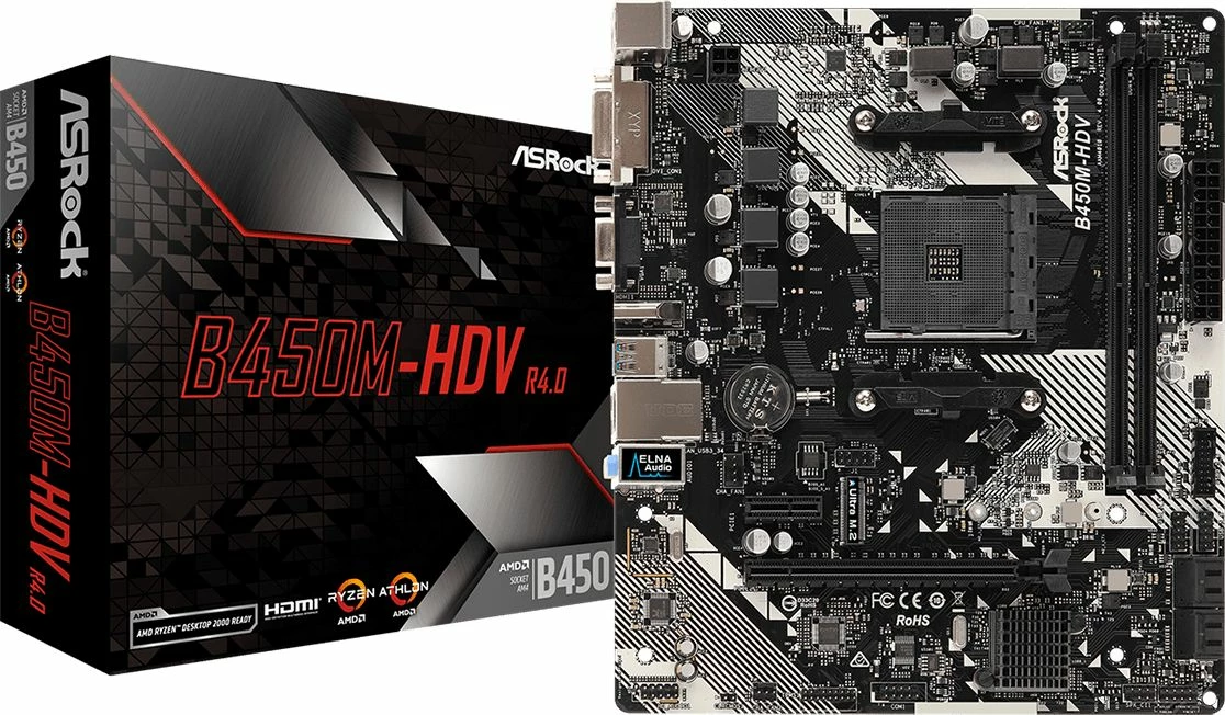 Pllakë amë ASRock B450M-HDV R4.0, AMD B450, AM4, 2xDDR4 deri 64GB, Micro-ATX