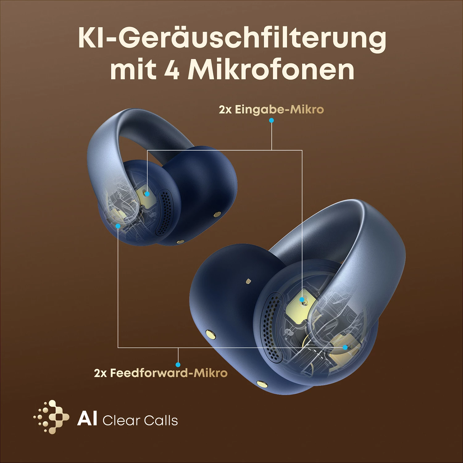 Kufje Anker Soundcore AeroClip, TWS, Bluetooth 5.4, Hi-Res LDAC, Open-Ear, IP55, blu