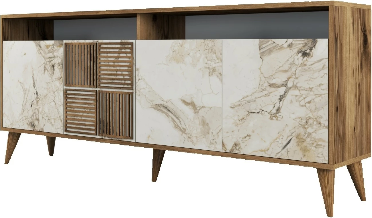 Set mobiljesh për dhomë dite, Milan 523, ngjyrë arre dhe e bardhë